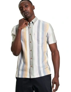 Candy Stripe Short Sleeve Shirt in Snow White
