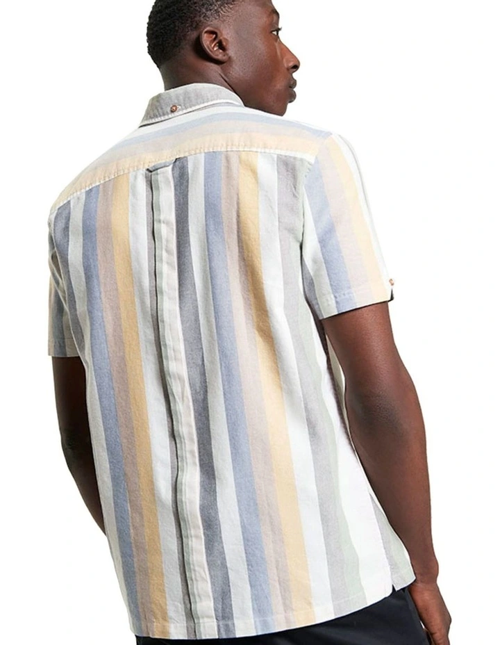 Candy Stripe Short Sleeve Shirt in Snow White image 2