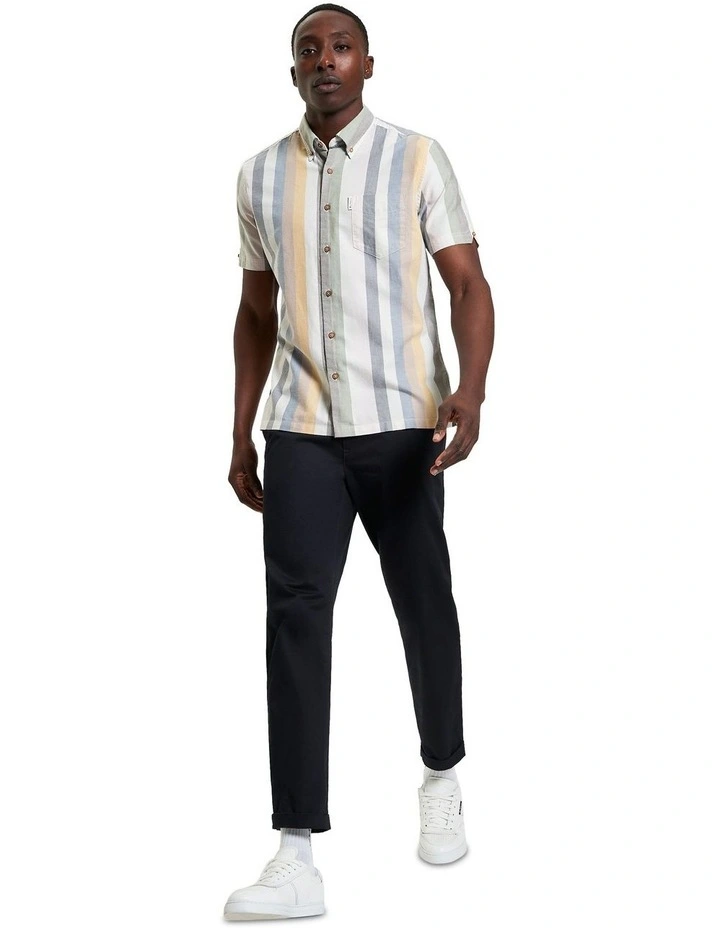 Candy Stripe Short Sleeve Shirt in Snow White image 3
