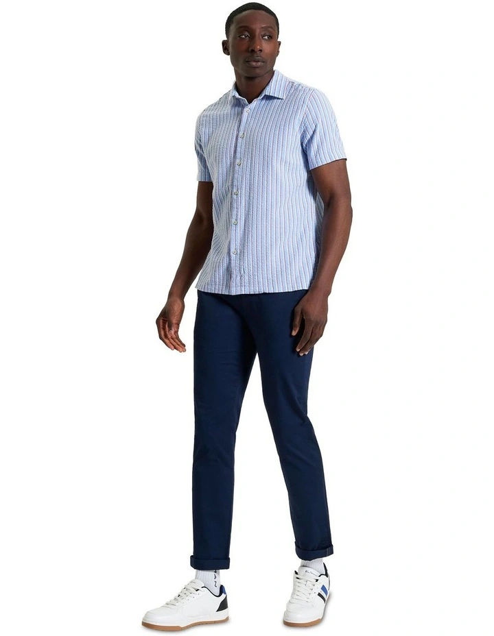 Seersucker Stripe Short Sleeve Shirt in Glacier image 3