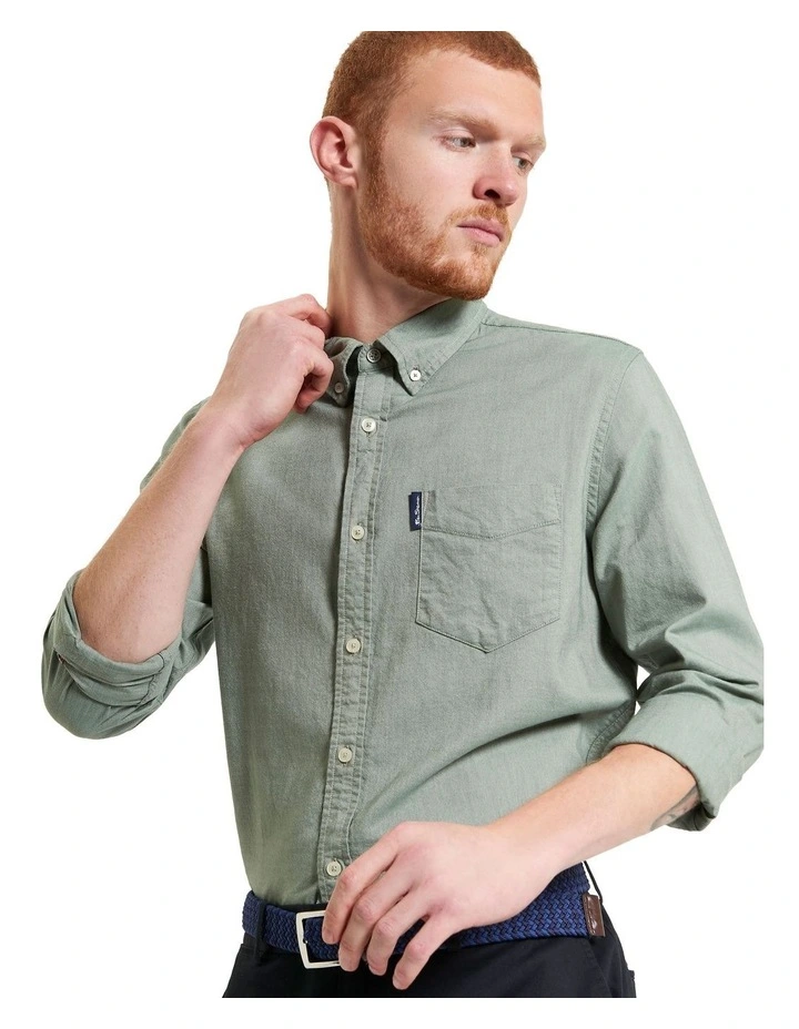 Signature Oxford Long Sleeve Shirt in Pale Khaki image 1