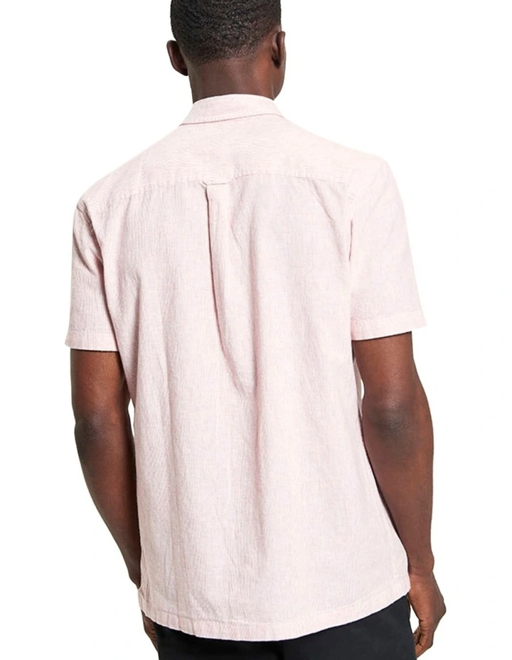 Ticking Stripe Short Sleeve Shirt in Cerise image 2