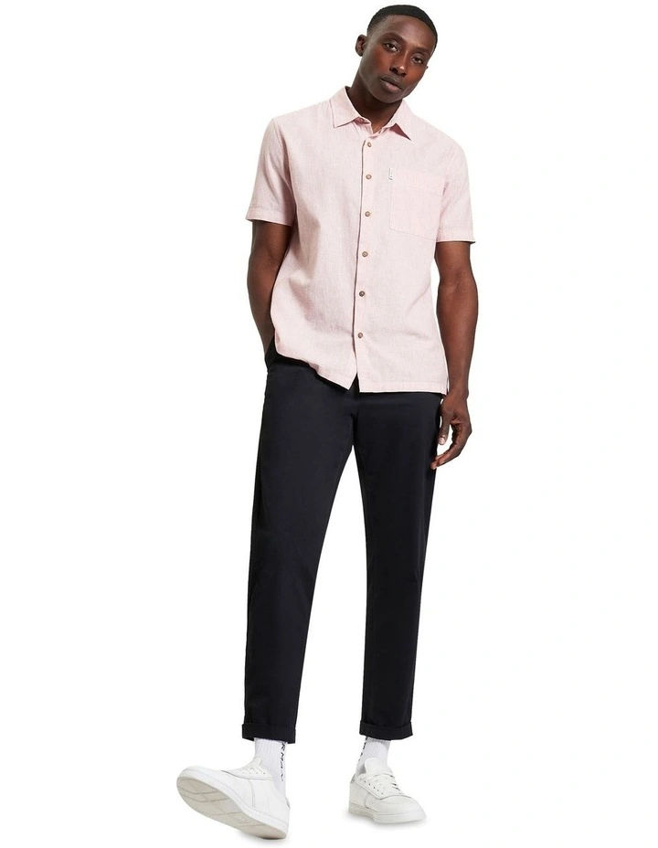 Ticking Stripe Short Sleeve Shirt in Cerise image 3