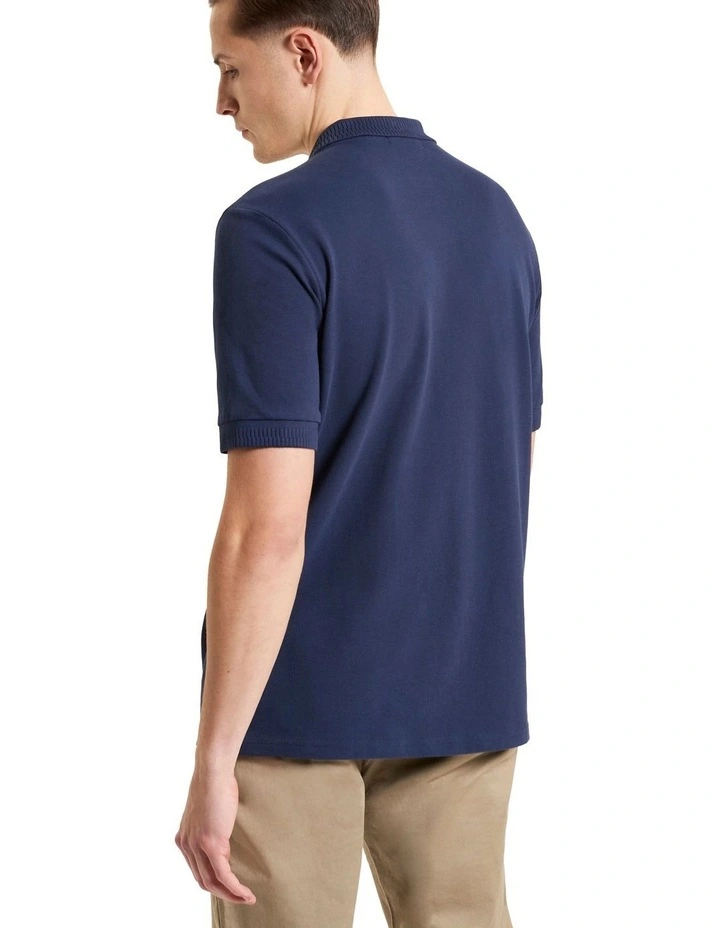 Mod Pique Short Sleeve Shirt in Dark Navy image 2
