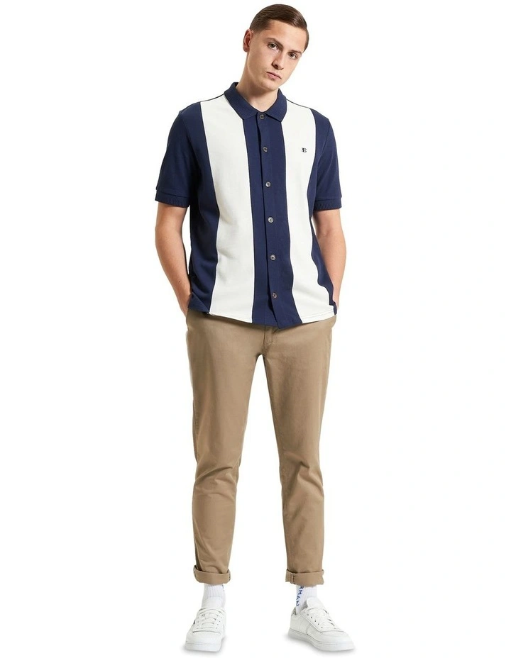 Mod Pique Short Sleeve Shirt in Dark Navy image 3