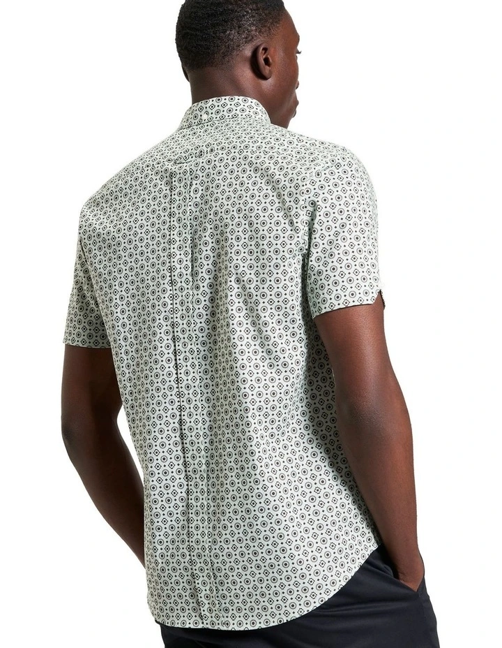 Block Geo Print Short Sleeve Shirt in Light Green image 2