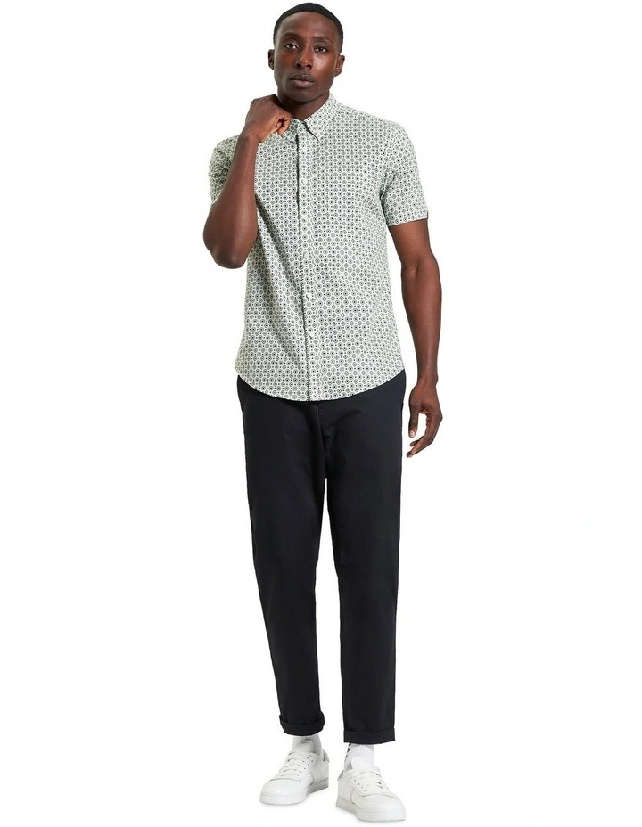 Block Geo Print Short Sleeve Shirt in Light Green image 3