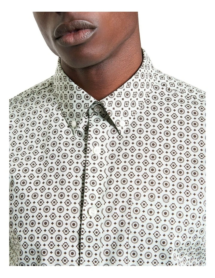 Block Geo Print Short Sleeve Shirt in Light Green image 4
