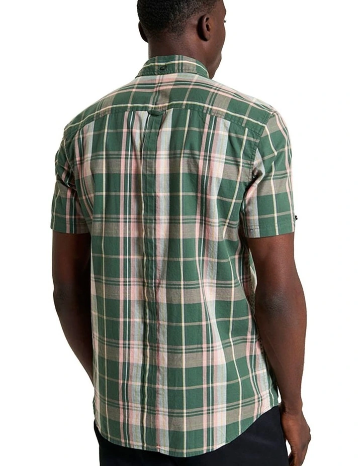 Slub Check Short Sleeve Shirt in Deep Jungle image 2