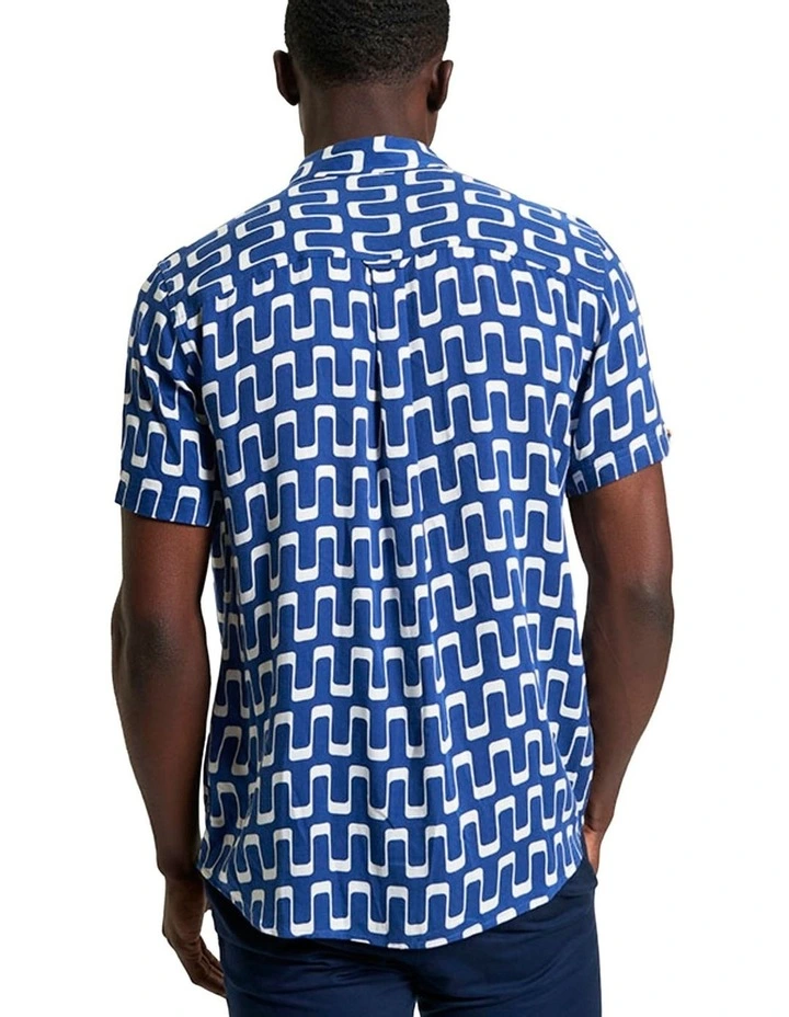 Jazz Print Short Sleeve Shirt in Blue image 2