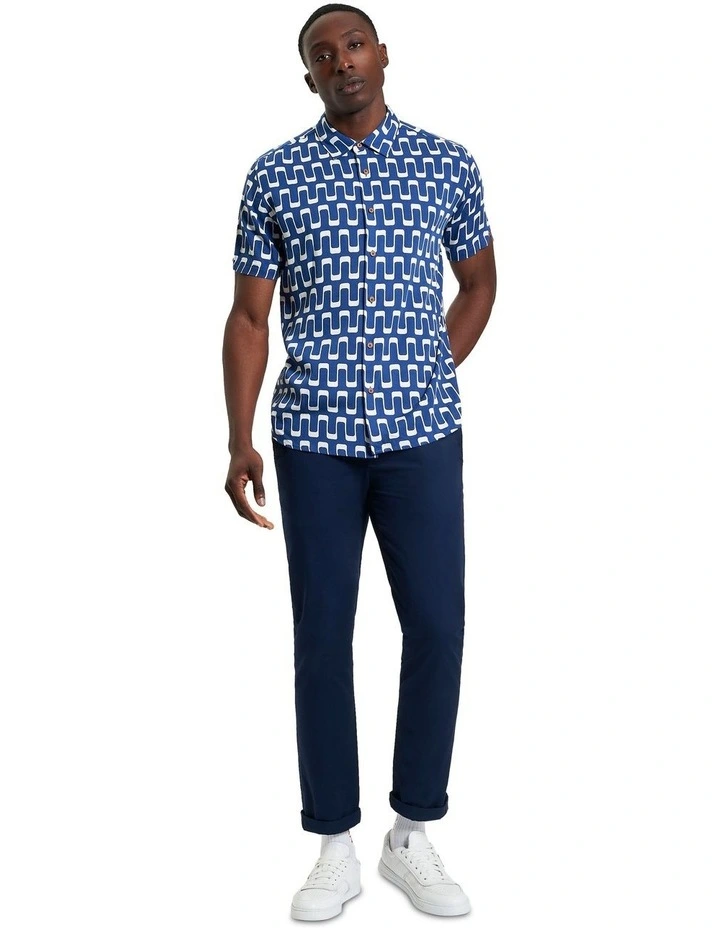 Jazz Print Short Sleeve Shirt in Blue image 3
