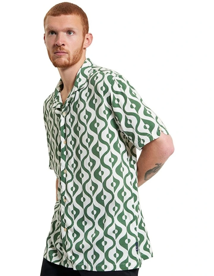 Carnaby Geo Print Short Sleeve Shirt in Forest image 1