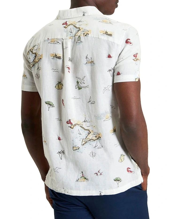 Brighton To Amalfi Print Short Sleeve Shirt in Snow White image 2