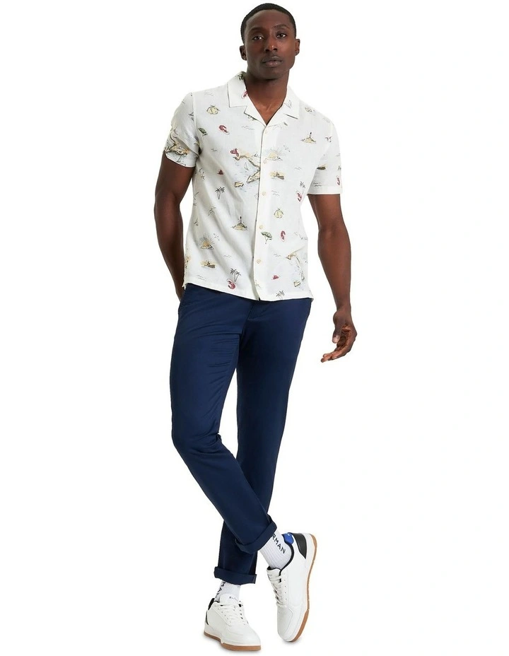 Brighton To Amalfi Print Short Sleeve Shirt in Snow White image 3