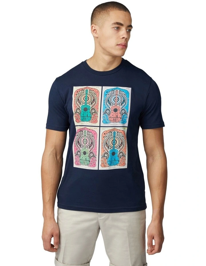 Guitar Festival Poster T-Shirt in Dark Navy image 1