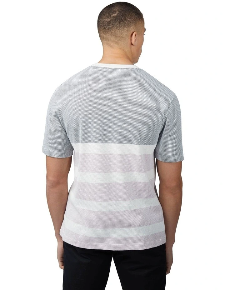 Texture Block Stripe T-Shirt in Dark Navy image 2
