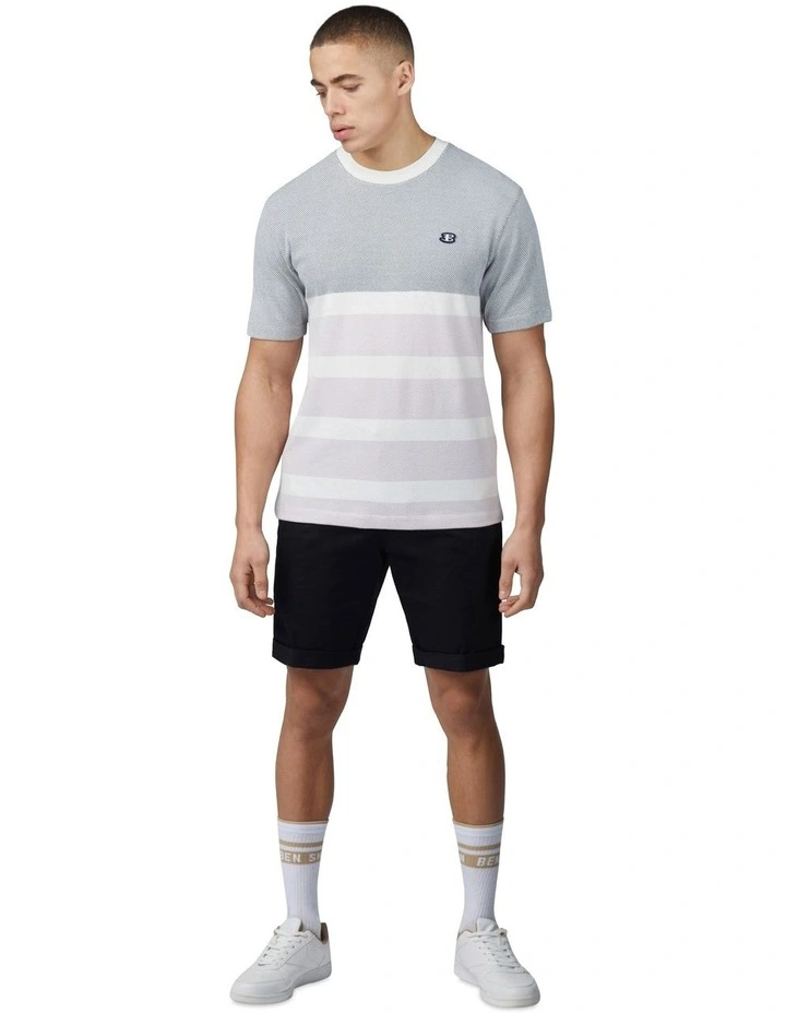 Texture Block Stripe T-Shirt in Dark Navy image 3