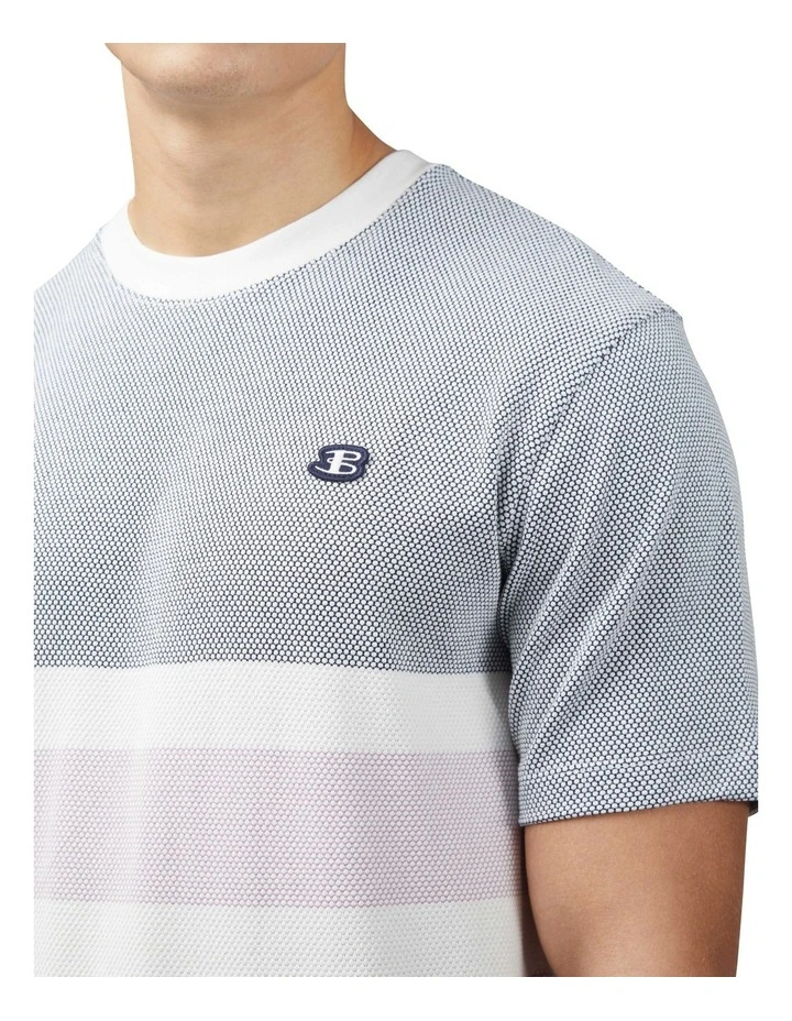 Texture Block Stripe T-Shirt in Dark Navy image 4