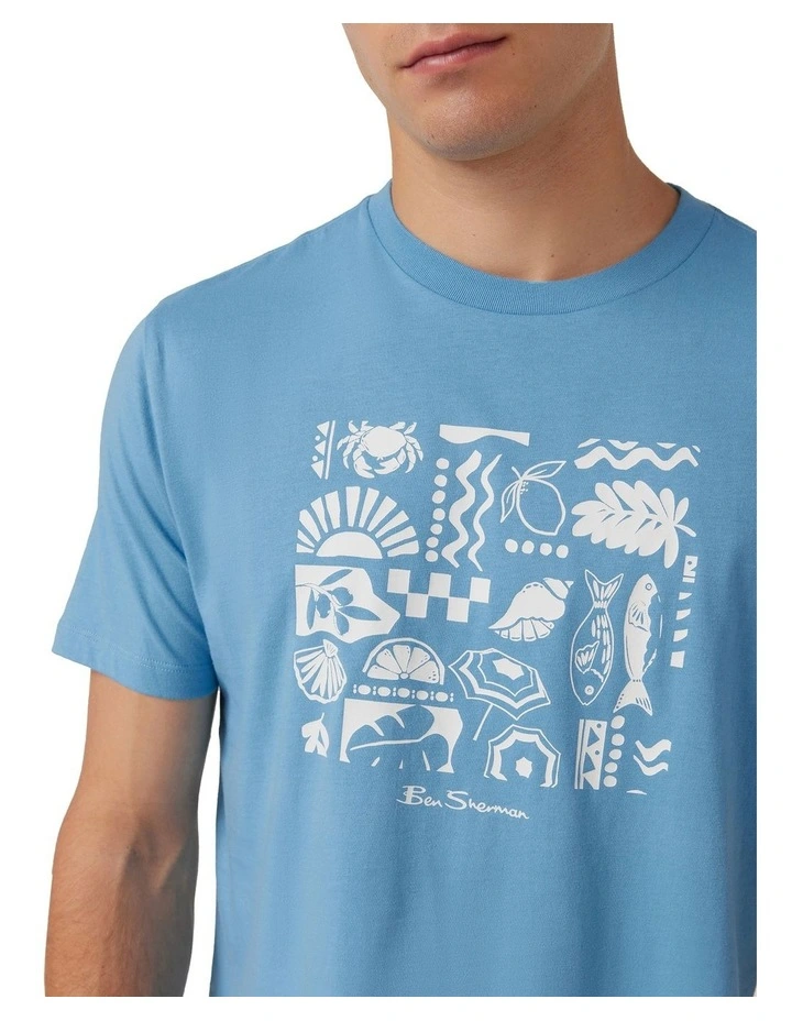 Amalfi Coast Print T/Shirt in Heritage Bluef image 4