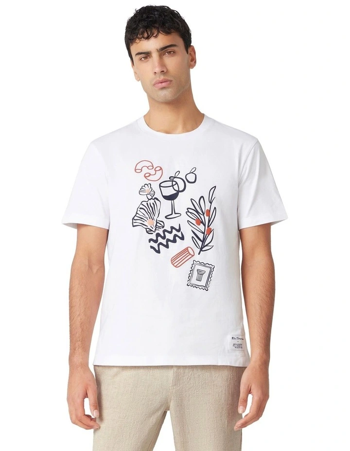 Ciao Amalfi Print T-Shirt in White image 1