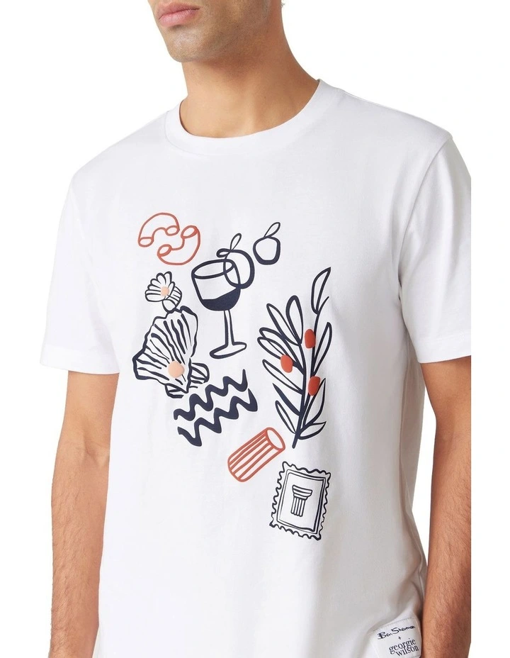 Ciao Amalfi Print T-Shirt in White image 5