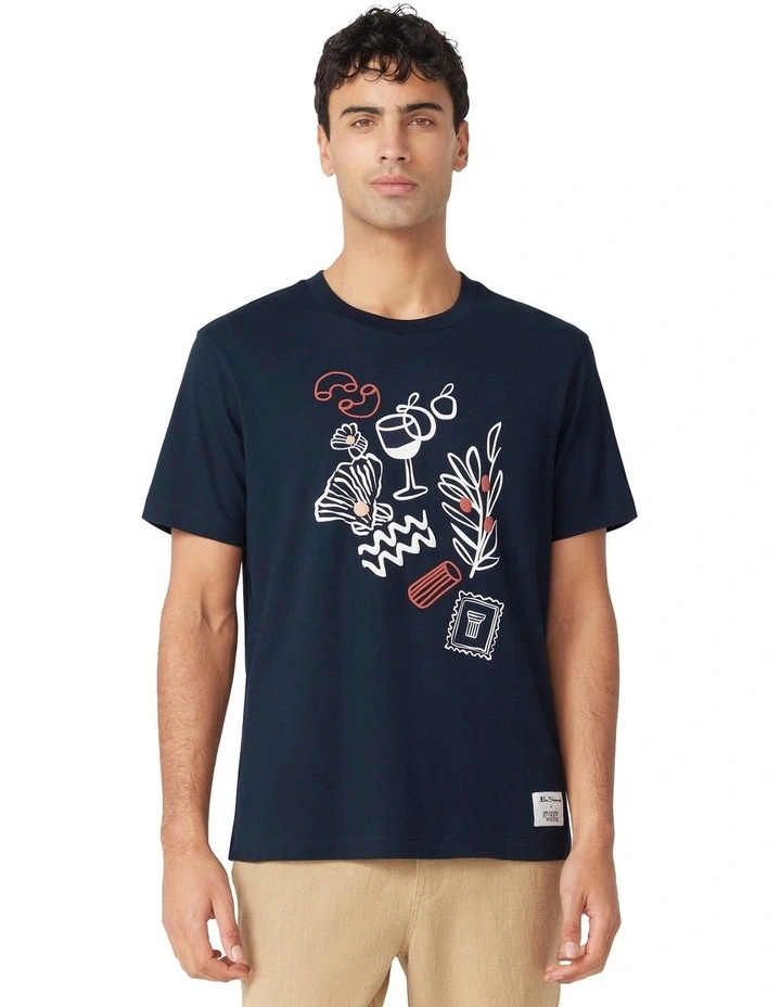 Ciao Amalfi Print T-Shirt in Navy Blazer image 1