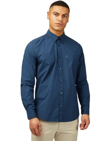 Signature Gingham Long Sleeve Shirt in Royal Blue