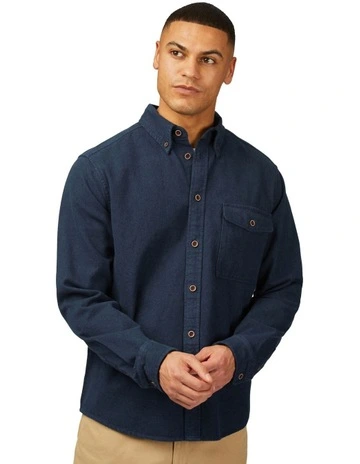 Brushed Overshirt in Dark Navy