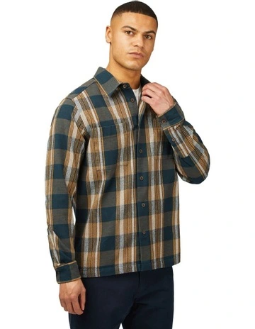 Twill Check Overshirt in Dijon