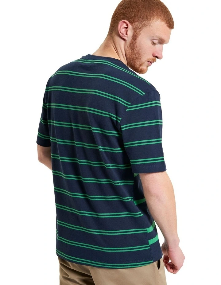 Mixed Stripe Tee in Dark Navy image 2