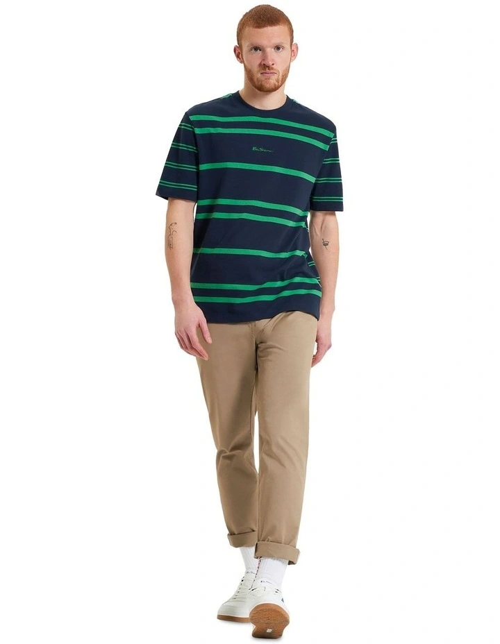Mixed Stripe Tee in Dark Navy image 3
