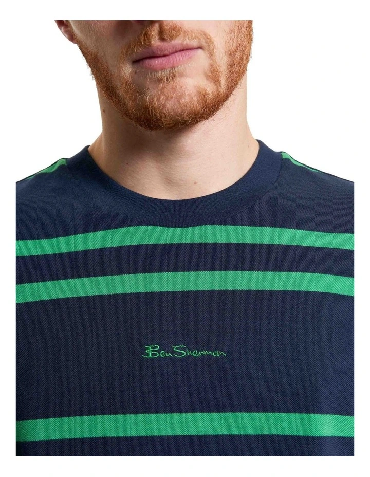 Mixed Stripe Tee in Dark Navy image 4