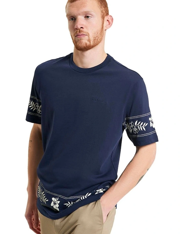 Border Print Tee in Dark Navy image 1