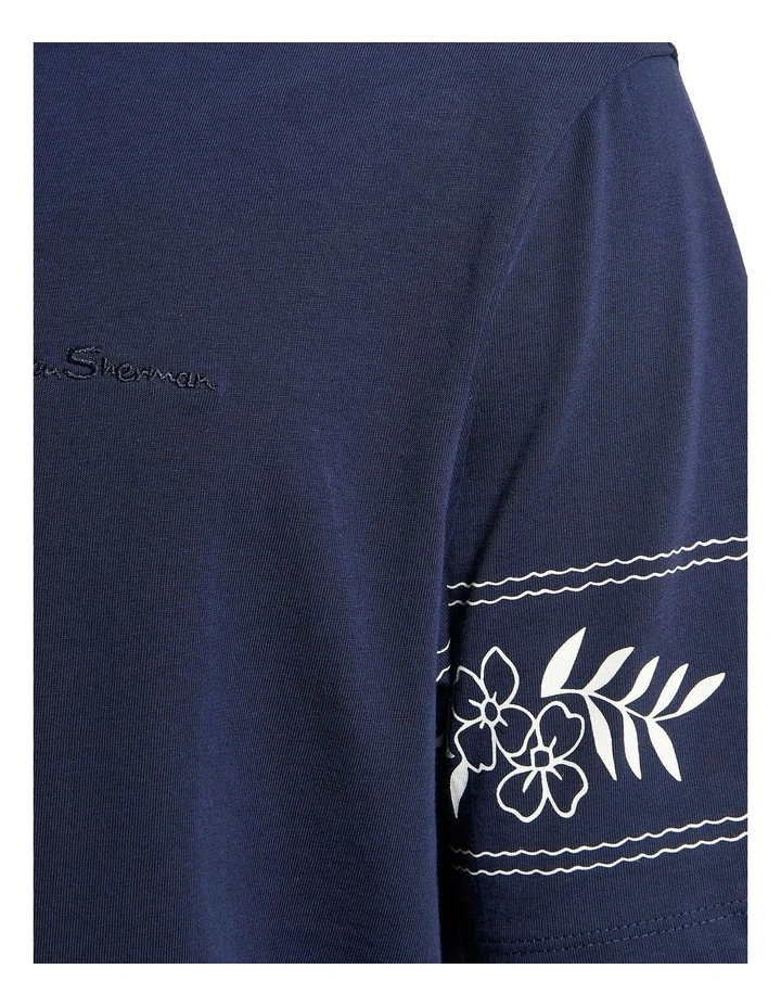 Border Print Tee in Dark Navy image 4