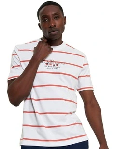 Stripe Script Tee in White