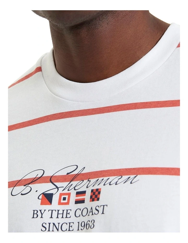 Stripe Script Tee in White image 4