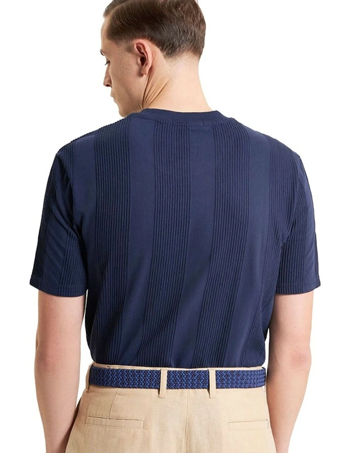 Textured Vertical Stripe Tee in Dark Navy image 2