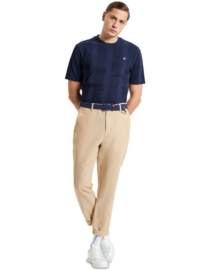 Textured Vertical Stripe Tee in Dark Navy image 3