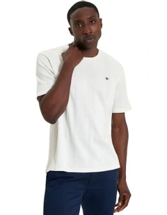 Textured Vertical Stripe Tee in Snow White