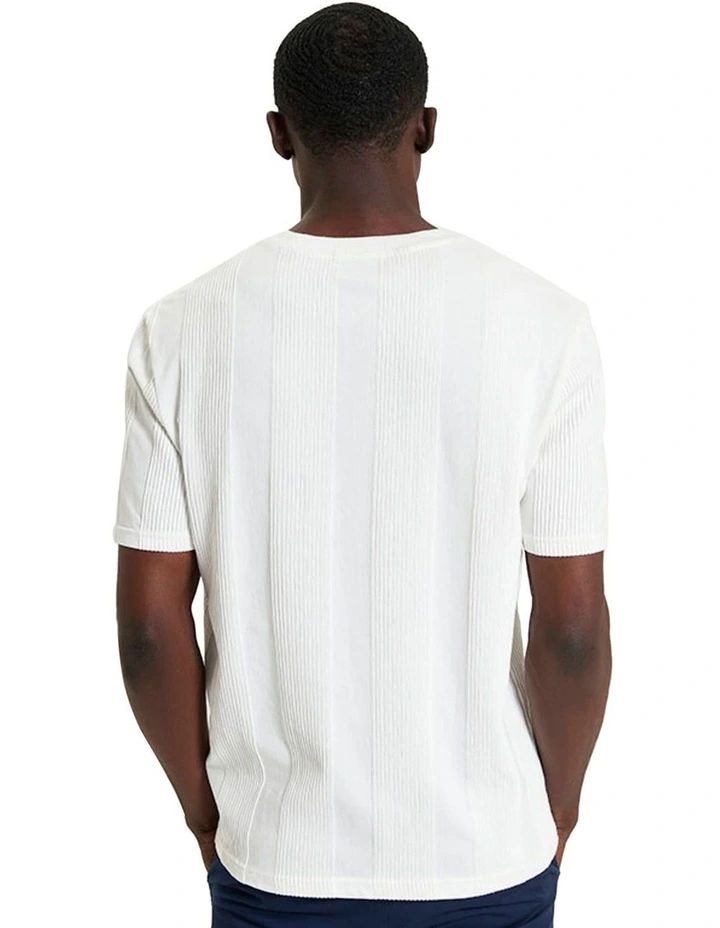 Textured Vertical Stripe Tee in Snow White image 2
