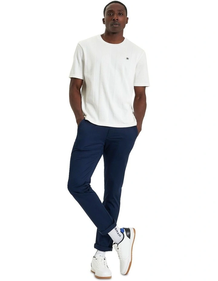 Textured Vertical Stripe Tee in Snow White image 3