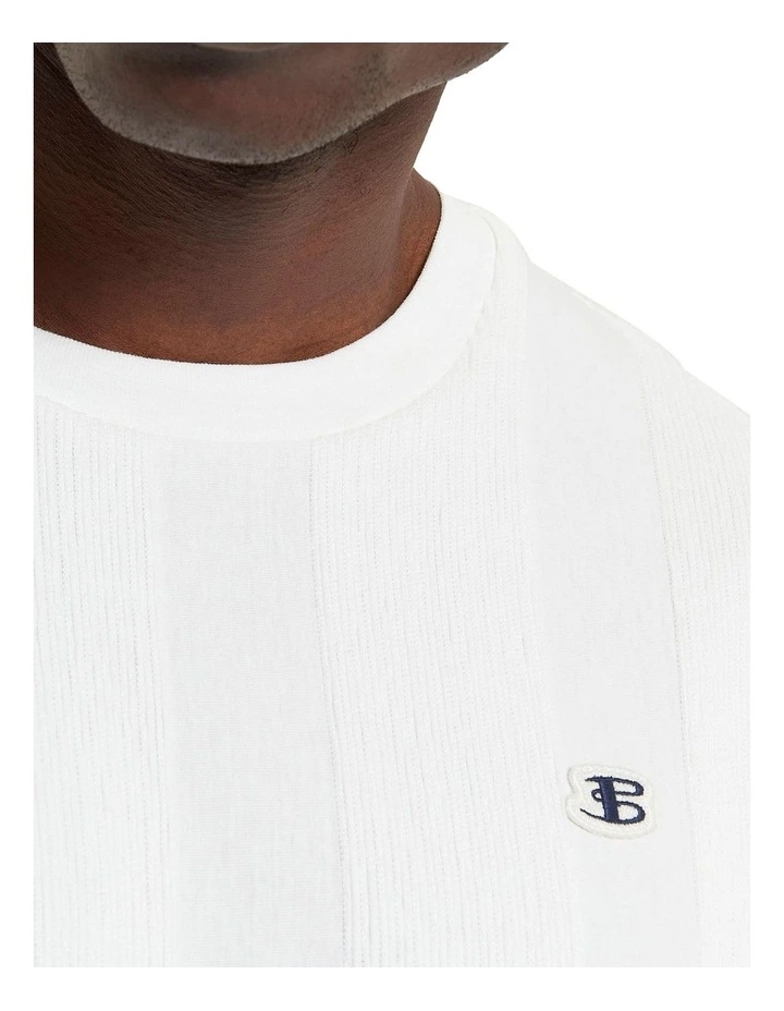 Textured Vertical Stripe Tee in Snow White image 4