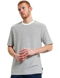 Textured Stripe Tee in Snow White