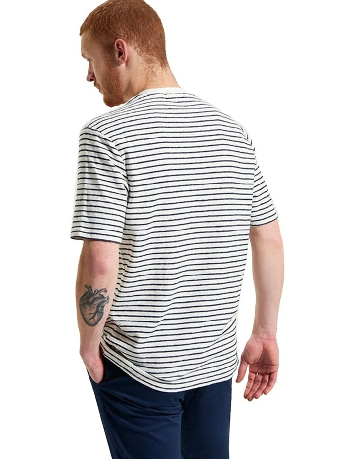 Textured Stripe Tee in Snow White image 2