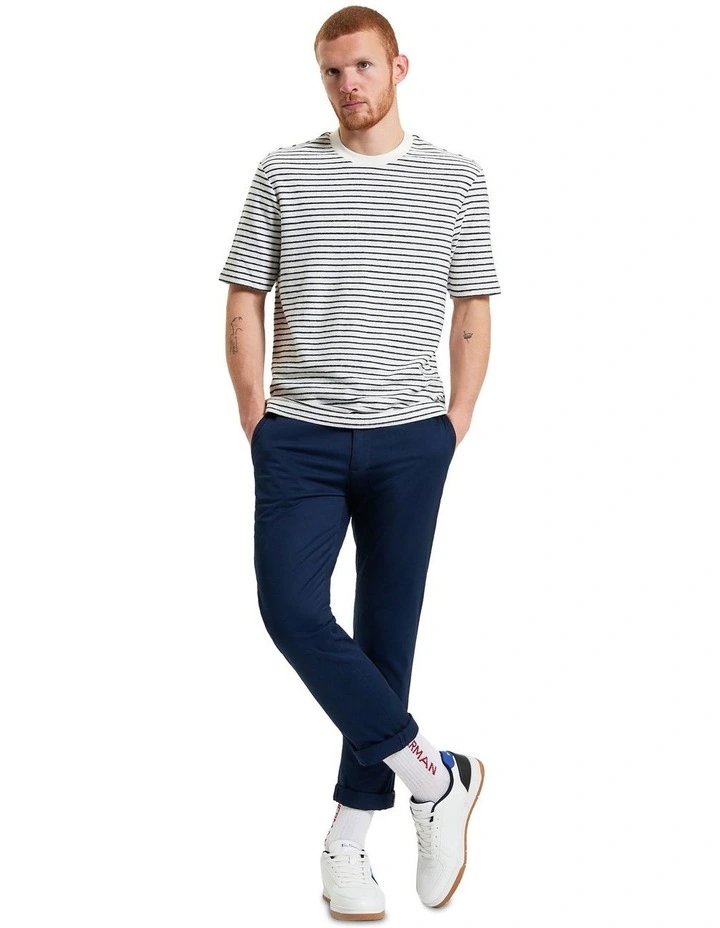 Textured Stripe Tee in Snow White image 3