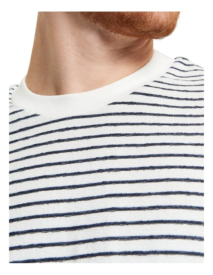 Textured Stripe Tee in Snow White image 4