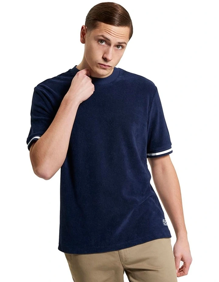 Towelling Tee in Dark Navy image 1