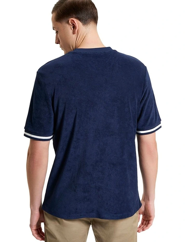 Towelling Tee in Dark Navy image 2