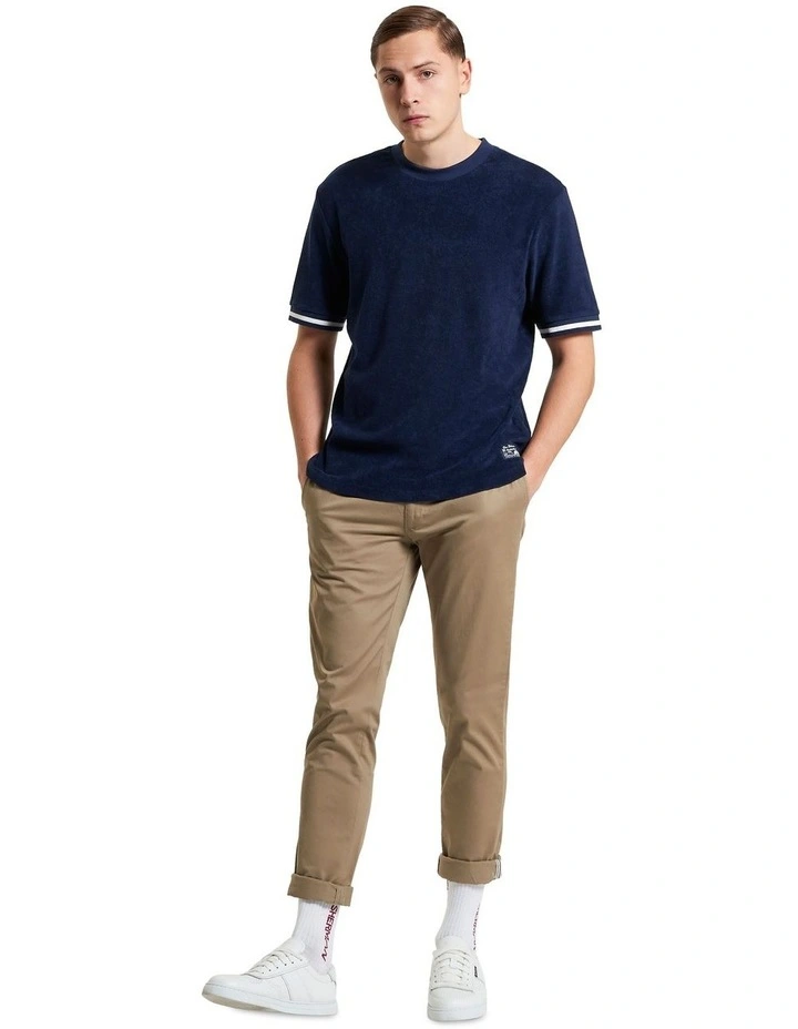 Towelling Tee in Dark Navy image 3