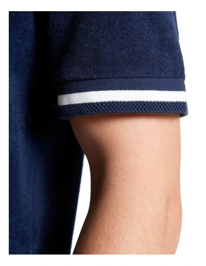 Towelling Tee in Dark Navy image 4